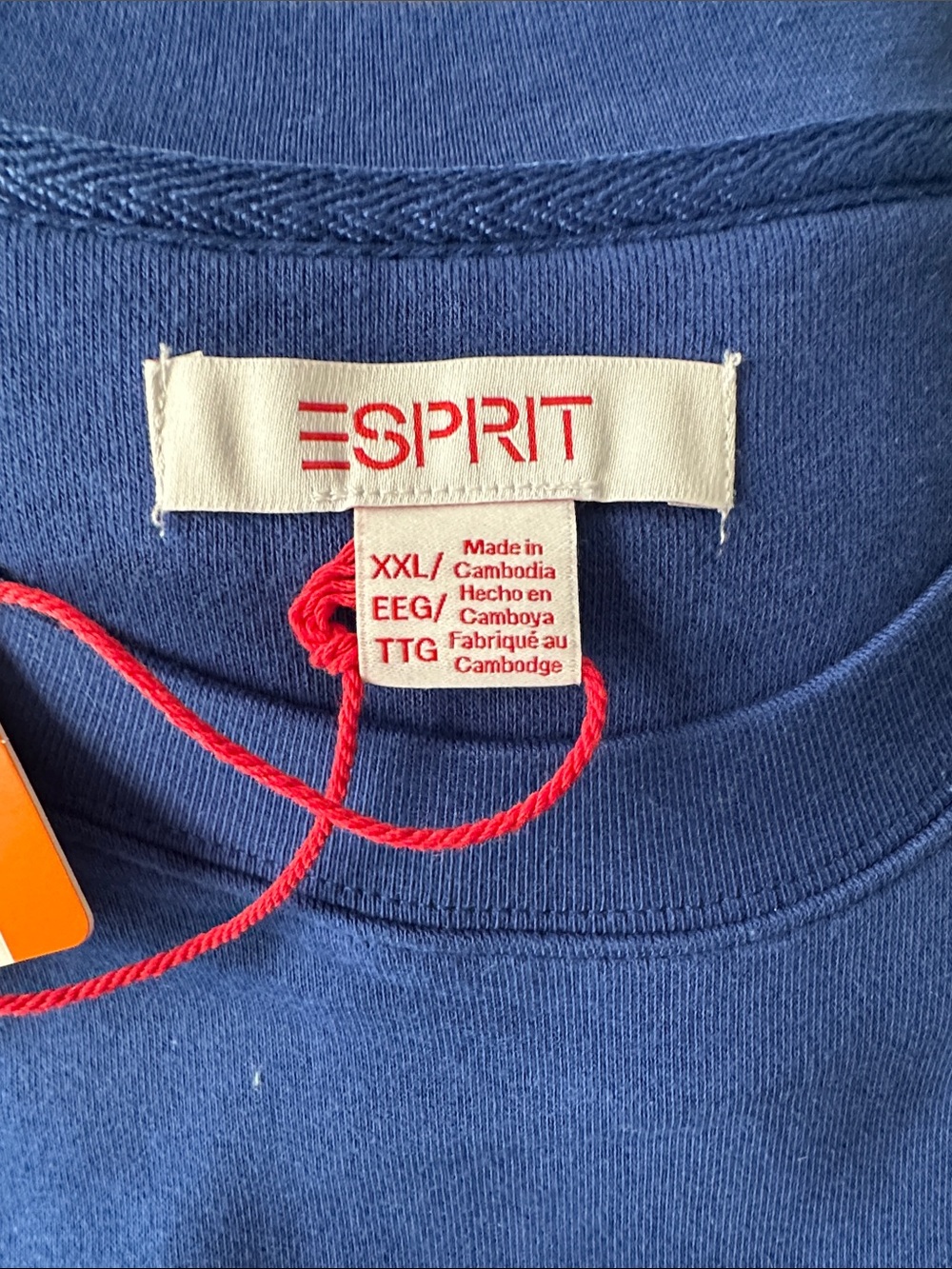 Esprit women’s Royal Blue Crewneck Sweatshirt with Tonal Embroidered Logo - Picture 2 of 2